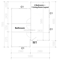 Casa Contenedor Modular de Ensamblaje Rápido, Unidad de Vivienda Prefabricada Portátil con Ventana y Rejas de Seguridad, Diseño Moderno