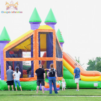 Château gonflable commercial personnalisé en PVC 0,55 mm avec toboggan, installation facile, garantie 3 ans, capacité de 20 personnes, capacité maximale de 100 kg