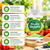Capsules de fruits et légumes, mélange quotidien de fruits et légumes, antioxydant, soutien immunitaire, complément alimentaire, étiquette privée, OEM, ODM, approvisionnement en vrac