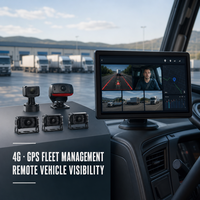 Système de surveillance 4 canaux 10,26 pouces avec écran tactile IA BSD ADAS, enregistreur DVR AHD, caméras de recul et détection d'angle mort 360° pour camions, bus, VR, IP68