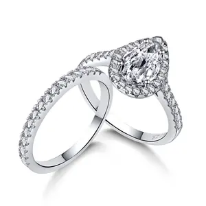 Dylam高端5A光环氧化锆石永恒指环珠宝女士经典承诺订婚夫妇结婚戒指套装