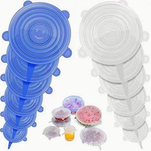 Lot de 6 couvercles extensibles réutilisables - Couvercles en silicone de qualité alimentaire sans BPA, compatibles lave-vaisselle, gadgets de cuisine écologiques - Product Image 2