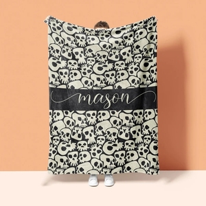 Custom Print Ghost Velveteen Minky <strong>Blanket</strong> Black and White <strong>Halloween</strong> <strong>Blanket</strong> - Product Image 4