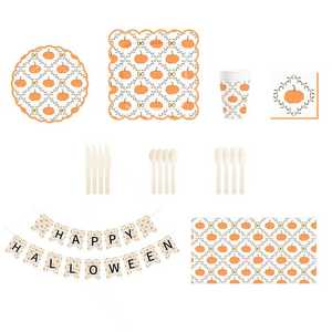 Juego de Platos y Servilletas de Papel para Fiesta de Acción de Gracias DAMAI, Kit de Vajilla Desechable con Decoraciones a Cuadros para 8 Personas - Product Image 6