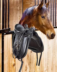 经典黑色英式鞍架双挂，带可拆卸功能实心图案钢和金属 - Product Image 3