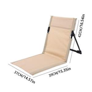 كرسي شاطئ خفيف الوزن قابل للطي، مقاعد استاد بدون أرجل، كرسي محمول مصنوع من قماش أكسفورد 600D، كرسي تخييم مدمج مع مسند للظهر - Product Image 4