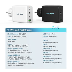 Cargador de 100w para Teléfono Móvil y Portátil, Cargador de Pared <span class=keywords><strong>USB</strong></span> C, Adaptador de Escritorio, Cargador Rápido Múltiple QC 30w PD Gan 100w Tipo C - Product Image 6