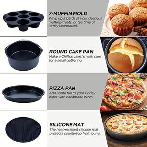 Accessoires de cuisson 15-en-1 : Panier à gâteau, Plaque à pizza, Double grille, Outils de cuisson, Plaque à pizza, Support pour brochettes en acier, Accessoires pour friteuse à air - Product Image 2