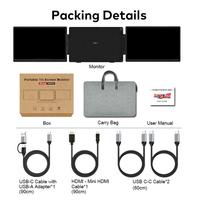 Extensor de Pantalla para Portátil de 15.6 Pulgadas, 1080P, 16:9, IPS, Monitor Portátil de 60Hz para USB C, Pantalla Dual, Negocios, Juegos, LED