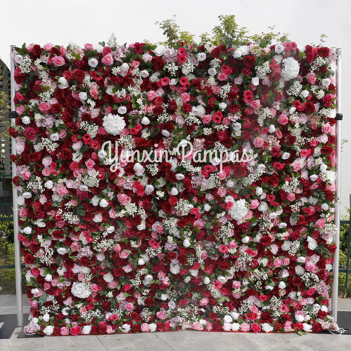 3D Elegant Wedding Artificial Silk Flower Wall Handmade Panels Hanging Flowers Wall Background For Wedding Party