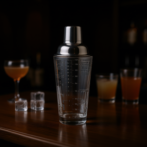 Shaker à cocktails moderne en verre 400 ml avec graduations, réutilisable - Product Image 3