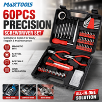 Jeu de tournevis de précision professionnel 60 pièces en acier au carbone avec embout 1/4, kit d'outils manuels pour bricolage, réparation et assemblage/démontage à domicile