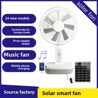 Solar Smart kipas meja isi ulang 12 inci, baterai kapasitas besar DC murni disikat Motor pemutaran musik kipas meja Digital