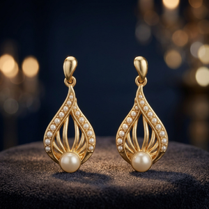 Boucles d'oreilles pendantes en argent plaqué rhodium avec perle, amulette islamique, bijoux de mariage, cadeau pour femme - Product Image 2