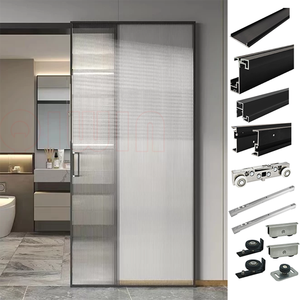 Kit <span class=keywords><strong>de</strong></span> Puerta Corredera <span class=keywords><strong>de</strong></span> Vidrio Simple sin Rieles con Marco <span class=keywords><strong>de</strong></span> <span class=keywords><strong>Aluminio</strong></span> Moderno QIWIN QW-601 con Amortiguador Hidráulico <span class=keywords><strong>de</strong></span> Cierre Suave <span class=keywords><strong>para</strong></span> Uso Interior - Product Image 2