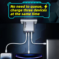 Chargeur mural USB-C 3 ports SDL 65W GaN avec prise EU/US, charge rapide PD pour téléphone et ordinateur portable