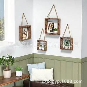 Wooden Wall Mounted Square <b>Shelf</b> Solid Wood Hanging Storage <b>Rack</b> For Living Room Bedroom Display - Product Image 2
