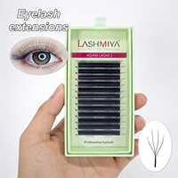 Extensions de cils synthétiques en forme de W 3D 4D 5D YY en gros, faites à la main, individuelles, en éventail, pré-fabriquées, effet trèfle