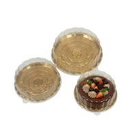 Boîte de rangement pour gâteaux en plastique thermoformé, boîte de présentation de gâteaux de mariage de luxe, plateau rond doré avec couvercle, 7 pouces, 8 pouces, 11 pouces
