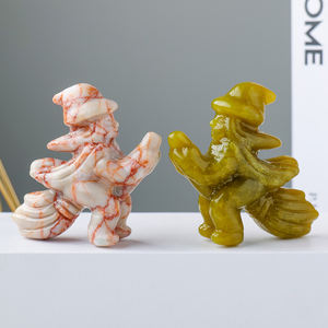 <span class=keywords><strong>Bruja</strong></span> voladora de cristal natural tallada a mano, artesanía de tallado con broche, regalo de decoración de halloween, venta al por mayor - Product Image 4