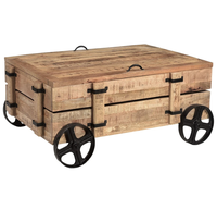 Table basse industrielle enroulable avec espace de rangement design solide vintage