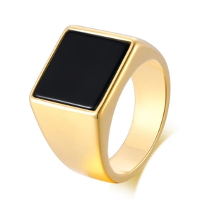 Fine Jewelry <strong>Statement</strong> <strong>Man</strong> <strong>Rings</strong> Gold Signet <strong>Ring</strong> Stainless Steel Anillos Handmade Retaining Engagement Square Turkish Acrylic - Product Image 3