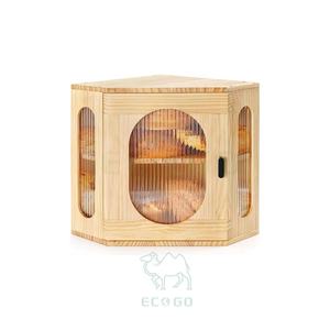 Caja de Pan Rectangular de Bambú Ecológica, Impermeable y Orgánica, Contenedor de Almacenamiento de Alimentos de 2 Niveles con Ventana Acrílica Moderna - Product Image 2