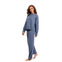 2025 automne hiver nouvelle mode décontracté tricoté costume pantalon femmes pull ample jambe large pantalon pantalons longs deux pièces ensemble