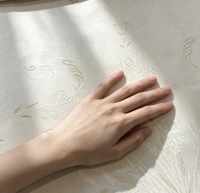 Rideau géométrique beige en polyester brodé semi-occultant pour chambre à coucher