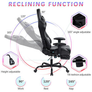 <span class=keywords><strong>Silla</strong></span> Gamer Reclinable Ajustable de Cuero Negro, Estilo Racing, para Oficina, Personalizable, con Reposapiés, OEM 2D - Product Image 3