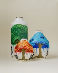 Jarrón Decorativo de Cerámica con Arte Phad, Escena de Árbol Azul y Tigre, Pintado a Mano, Florero Artístico para Sala de Estar - Product Image 6