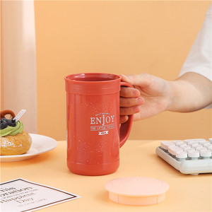 Tasse puissante réutilisée à double paroi créative personnalisée de 400ml avec couvercle tasse de thé au lait de pique-nique de voyage en plastique PP avec poignée - Product Image 3