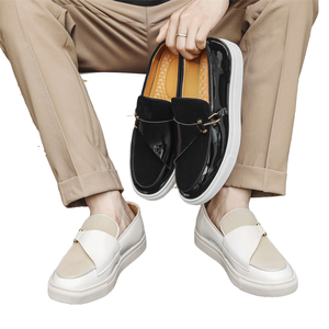 Latest Design White Color <b>Hook</b> Formal Wedding <b>Shoes</b> Classic Round Toe Business Men Casual Dress Loafers Slip-On Spring - Product Image 1