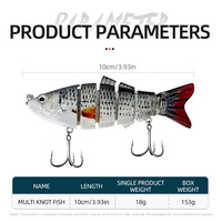 5 pièces/boîte Kit de leurres de pêche à l'achigan appâts multiarticulés réalistes artificiels appâts durs à naufrage lent perche à truite