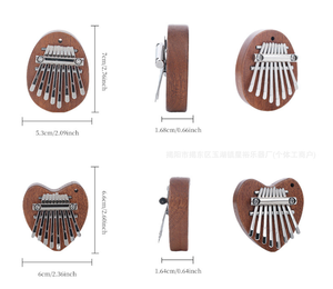 Mini Kalimba de Madera con Forma de Corazón y Gota de Agua, Llavero con Teclas Mbira, Piano de Pulgar, Kalimba de 8 Teclas, Instrumento Musical Colgante - Product Image 3