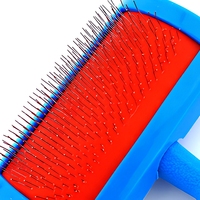 Brosse à poils bleue pour animaux de compagnie, peigne à aiguilles en acier inoxydable, manche en plastique, brosse de toilettage pour chiens et chats, brosse anti-poils