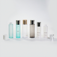 Flacon de sérum et tonique cosmétique de luxe, transparent givré, 100ml, 120ml, 150ml, avec bouchon à vis argenté ou doré