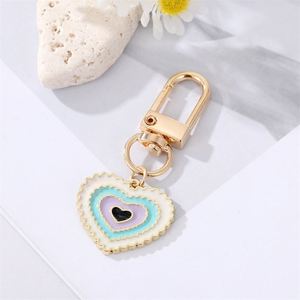 New Wholesale Irregular Turkish Eye Keychain Gold Enamel Good Luck Blue Heart Evil Eyes Keychain for Women <b>Bag</b> Purse Pendant - Product Image 5
