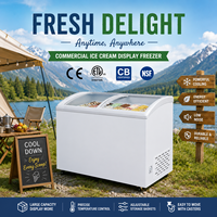 Congeladores Comerciales X-MING en Oferta para Exhibición de Helados y Paletas, 280L/350L/450L, Puerta de Vidrio Curva