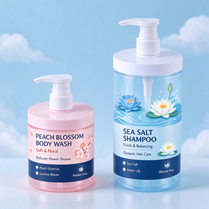Flacon pompe en plastique pour emballage cosmétique, conteneur personnalisé imprimé, distributeur de lotion pour les soins capillaires et les soins personnels - Product Image 3