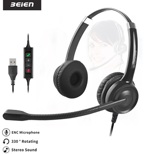 Auriculares estéreo de doble oído USB más vendidos con micrófono con cancelación de ruido Auriculares para portátiles para <span class=keywords><strong>Mac</strong></span> - Product Image 1