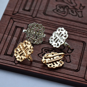 Pendentif bouton fait main en cuivre pur, couleur inaltérable, 23x19mm, épingle à cheveux, accessoires Hanfu Cheongsam, matériel DIY, sans nickel - Product Image 1