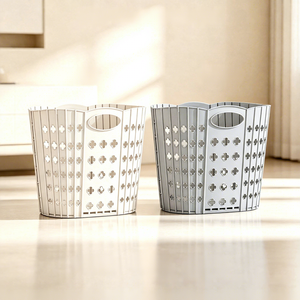 <b>Collapsible</b> Plastic Laundry Basket Foldable <b>Storage</b> Bin with Carry Handle Perforated Large Capacity for Bathroom Dorm - Product Image 2