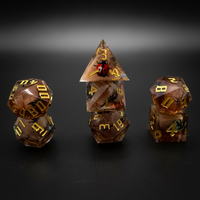Jeu de dés polyédriques en résine verte, motifs floraux, accessoires pour jeux de rôle, de société et de stratégie