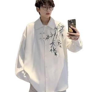 เสื้อฮั่นฝูสไตล์จีน แขนยาว ผ้าโพลีเอสเตอร์ ปักลาย สำหรับฤดูร้อน ผู้ชาย ลำลอง ทรงหลวม ปกเสื้อพับได้ จากผู้ผลิตโดยตรง - Product Image 5