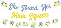 Set Dekorasi Bridal Shower Lemon dan Biru, Spanduk 'She Found Her Main Squeeze', Perlengkapan Pesta Lajang untuk Calon Pengantin