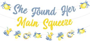 ชุดตกแต่งงานเลี้ยงสละโสดสีเลมอนและสีฟ้า พร้อมป้าย "She <span class=keywords><strong>Found</strong></span> Her Main Squeeze" อุปกรณ์สำหรับงานปาร์ตี้สละโสดสำหรับเจ้าสาว - Product Image 2