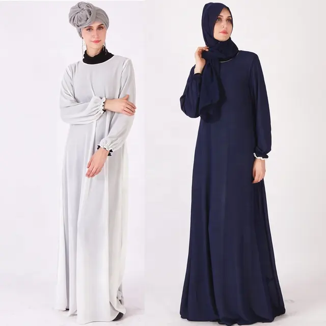 Vestido musulmán de gasa de manga larga, Abaya de doble cara