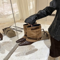Bottines pour femme 2026 à talon dissimulé de 3 cm, rehaussantes, à bout carré, color-block, avec boucle de ceinture, style coréen, doublure en microfibre, coupe bootleg à la cheville