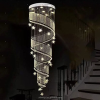 Lustre en cristal LED moderne pour escalier à haut plafond, hauteur réglable, luminaire suspendu long personnalisé pour hôtel, villa de luxe